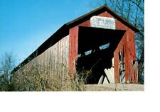 Vintage Gibson County Indiana Old Red Covered Bridge Unposted Postcard #524 picture