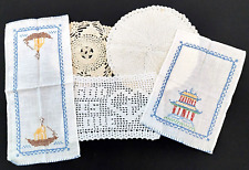 5 pcs - White/Off White - Cotton/Linen/Crochet Embroidered Doilies - LOT picture