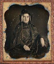 Pretty Young Lady Wearing Bonnet + Wedding Ring 1/6 Plate Daguerreotype T215 picture