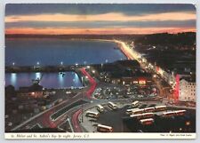 St Helier Jersey Channel Islands~St Aubin's Bay By Night~Continental Postcard picture