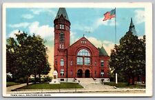 Town Hall Southbridge Ma Massachusetts Flag Undivided Back Postcard picture
