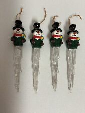 Vintage Snowman Icicle Christmas Ornament Lot If 4 - 6.25” Tall. EUC picture