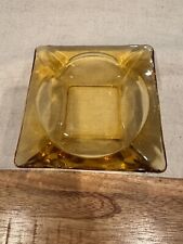 Vintage Amber Square Glass Ashtray 4.5