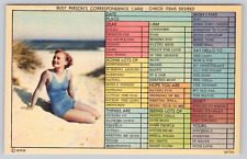 Vintage Postcard Busy Person's Correspondence Card Lady In Swimsuit Linen picture