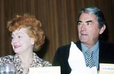 Lucille Ball & Gregory Peck 1970's era Hollywood press conference 11x17 poster picture