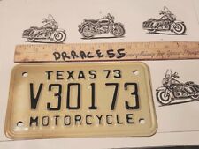 1973 TX TEXAS Motorcycle License Plate V30173 Black  NOS Harley Bike cycle 73 picture