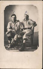 RPPC Two Baseball Players,Seated,Studio Photo Real Photo Post Card Vintage picture