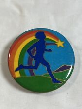 Vintage 1980 Illuminations Co. Rainbow Fantasy Runner Pin Button 1 3/4