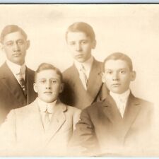 1912 Dapper Young Men RPPC Cool Gentlemen Slick Boys Photo High School Peer A156 picture