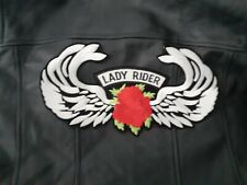 Lady Rider Large 6x11 Rose & Wings Embroidered Biker Patch Vintage 11 Free Gifts picture