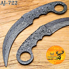 FULL TANG HAND FORGED DAMASCUS STEEL KARAMBIT KNIFE BLANK BLADE  722 picture