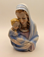 Vintage Virgin Mary Porcelain Holy Mother Baby Jesus Gold Gilt Hand Painted picture