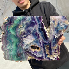 7.8lb Natural beautiful Rainbow Fluorite Crystal Rough stone specimens cure picture