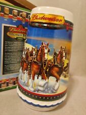 2002 Budweiser Holiday Beer Stein MINT Christmas Clydesdales with COA and Box picture