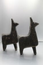 Pair 2 Corrugated Cast Iron Llama Paperweight Figurines 771g picture
