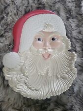 Rare Vintage Ceramic Christmas Hanging Santa Head Face Plate picture