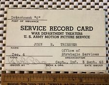WWll Military Service Record US Army Motion Picture Ser. Theater John S Triesner picture