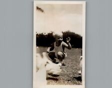 Antique 1940's Kid With Pigeons - Black & White Photography Photos picture