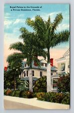 FL-Florida, Royal Palm in the Grounds a Private Residence, Vintage Postcard picture