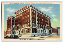 Vintage Postcard YMCA Building Newberry & West Philadelphia York PA Flag Model A picture