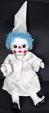 Vtg Clown Doll Figurine Bisque Porcelain Head Arms Legs 1970s Posable Baby Face picture