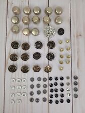 Vintage Metal Buttons Lot of 83 Bronze Silver Gold White Black Pattern Plain picture