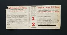 1930's Terrell M. Jacobs Circus LITHOGRAPH CONTRACT/ TICKET ORDER (Unused) picture