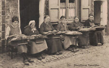 Flanders, Belgium, bobbin lace maker women, vintage postcard picture