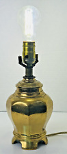 Vintage Large Drum Brass Lamp Vase Jar With Leviton socket Push Though WORKS picture