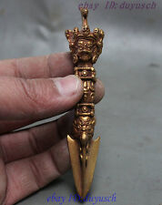 Old Tibet Buddhism Bronze Gilt Gold Hayagriva Buddha Statue Phurba Dagger Holder picture