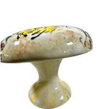 Vtg. 70's 6” Toadstool Ceramic  Drip Glaze Art Pottery Mushroom w/ Bumblebees picture