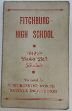 Rare 1949-50 Fitchburg MA High School Basketball Schedule picture