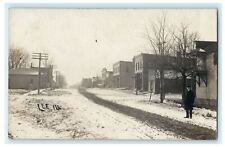 Snowy Road Lee Illinois c1905 Downtown RPPC Photo Vintage Antique Postcard picture