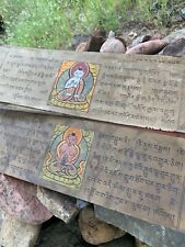 XXL Antique Tibetan Buddhist Wooden Prayer Book - Rare Handmade Himalayan Art picture