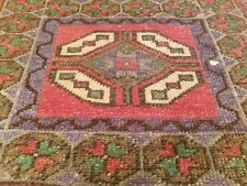 Beautiful Antique 1930-1940's Tribal Cushion Cover Wool Pile Rug 1'9''x 3'1''  picture