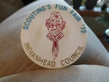 SCOUT BSA 1972 FUN FAIR TORCHY PLASTIC NECKERCHIEF SLIDE WOGGLE INDIANHEAD MN WI picture