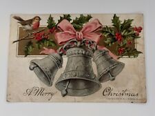 Christmas Post Card Embossed Divided Kansas City Kansas Canceled 1908 Bells picture