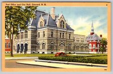 POST OFFICE AND CITY HALL CONCORD NEW HAMPSHIRE VINTAGE POSTCARD picture