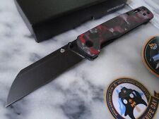 QSP Penguin Pocket Knife D2 Red Shredded Carbon Fiber 2 Way Clip QS130-URD New picture