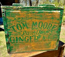 Rare Vintage TOM MOORE GINGER ALE Wood Crate Antique picture