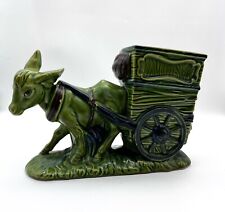 1950’s Ceramic Donkey Pulling Cart Planter picture