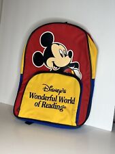 Vintage Disney Mickey Mouse Backpack Wonderful World of Reading 90s Colors Kids picture