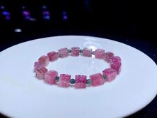Genuine Natural Pink green Tourmaline Crystal Clear Carving Beads Bracelet picture