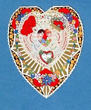 c1930 VALENTINE CARD ~ LACE LAYER ~ VERY COLORFUL ~ EMBOSSED picture