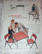 1956 Samsonite Vintage Print Ad Card Table Chair Christmas Gift Mom Dad Son Tree picture