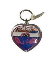 Heart Shaped Flamingo Florida Keychain picture