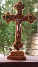 Olive Wood Cross with Stand Hand Made In Jerusalem Holy Land Blessing Gift   picture