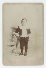 Antique c1880s Cabinet Card Adorable Little Boy in Victorian Suit Saginaw, MI picture