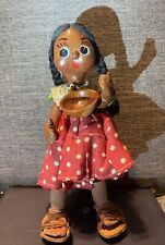 Vintage 1960s ~MEXICAN~Yucatan~Hand Made Painted Oil Cloth Doll~FOLK ART~10”ish picture