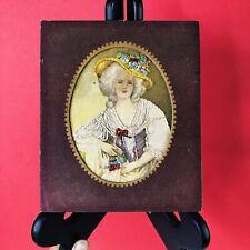 Antique Hand Embroidered Needle Painting Marie Antoinette Portrait Victorian Art picture